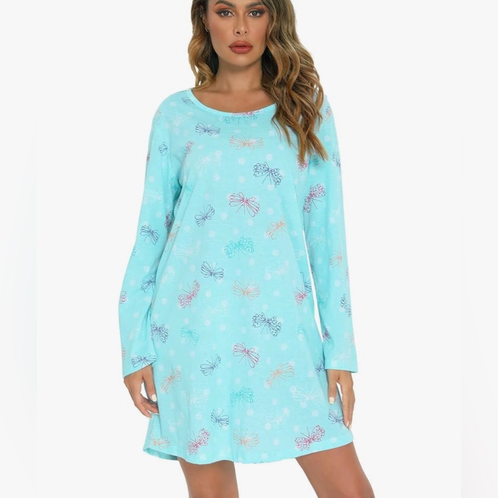 2X Enjoy Night Nightdress with Polka Dot and Dragonfly Print, NWT